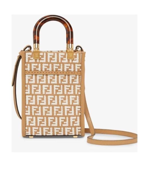 Fendi Natural Mini Sunshine Shopper Bag