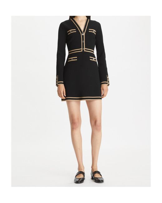 Tory Burch Black Kendra Long-Sleeved Knitted Dress