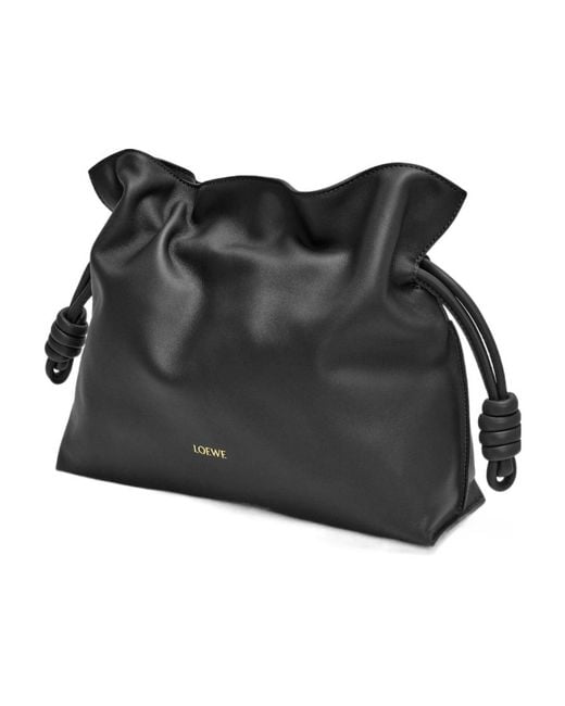 Loewe Black Flamenco Drawstring Clutch Bag