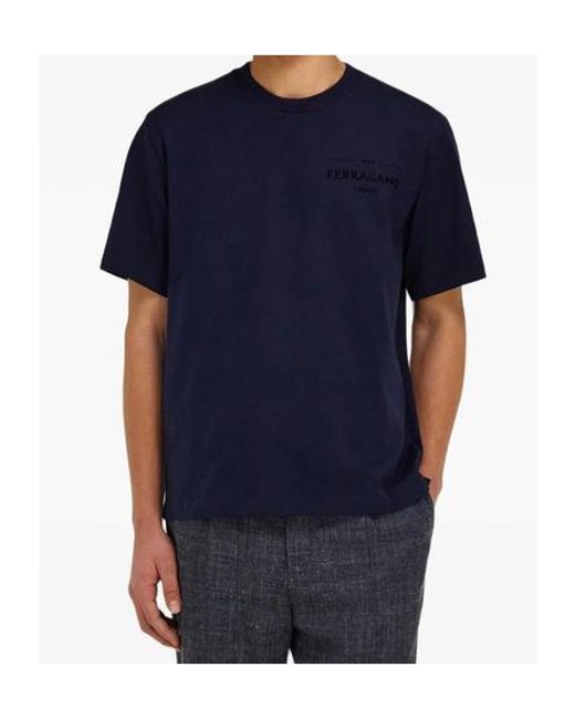 Ferragamo Blue Short-Sleeved T-Shirt for men