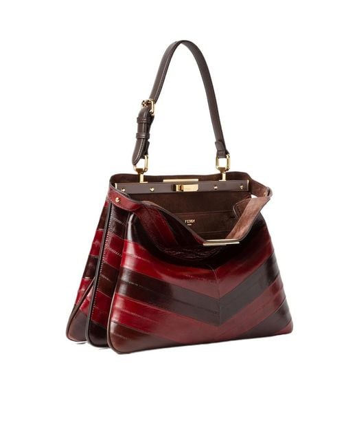 Fendi Red Peekaboo Soft Medium Tote Bag