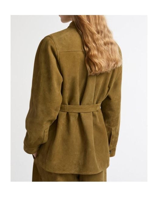 Yves Salomon Green Belted Suede Jacket