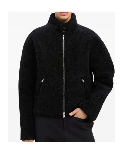 Courreges Black Courrèges Logo-Patch Fleece Bomber Jacket for men