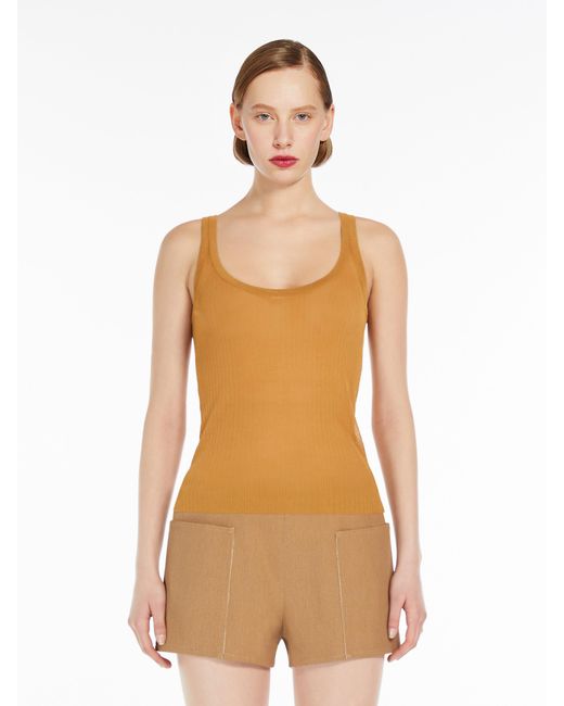 Max Mara Natural Sleeveless Ribbed Top