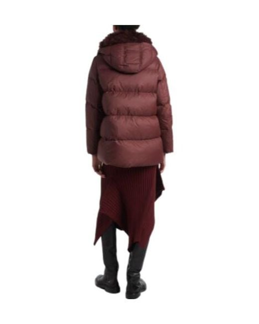Yves Salomon Red Warm Hooded Down Jacket