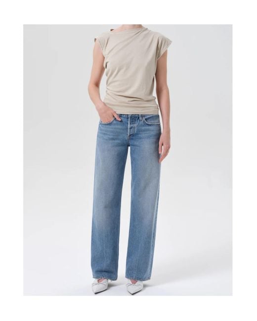 Agolde Blue Low-Waist Straight Jeans