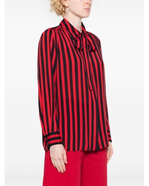 MSGM Red Striped Crepe Texture Shirt