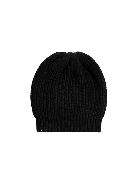 Brunello Cucinelli Black Knitted Turn-Up Brim Beanie
