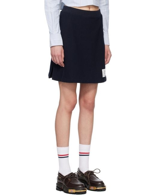 Thom Browne Blue Pique Label Appliqué 4-Bar Mini Skirt