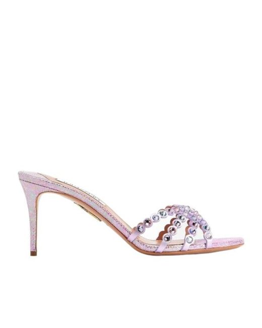 Aquazzura Pink Round-Toe High-Heeled Sandals