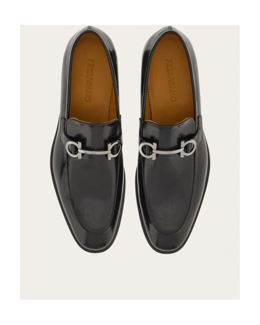 Ferragamo Black Ferragamo Gancini Slip-On Loafers for men