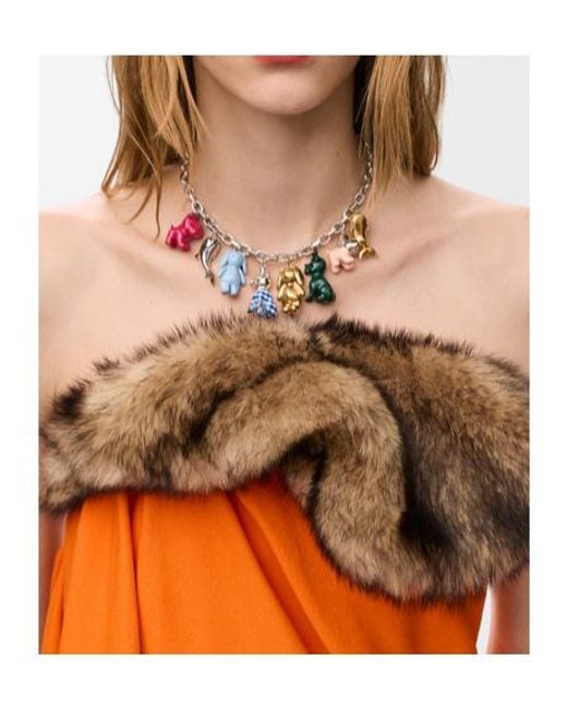 Loewe White Animals Charm Necklace