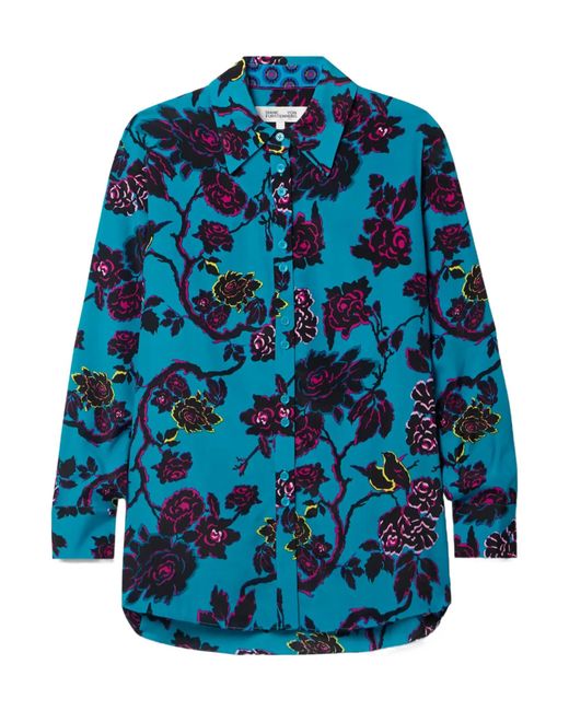 Diane von Furstenberg Blue Lala Printed Shirt