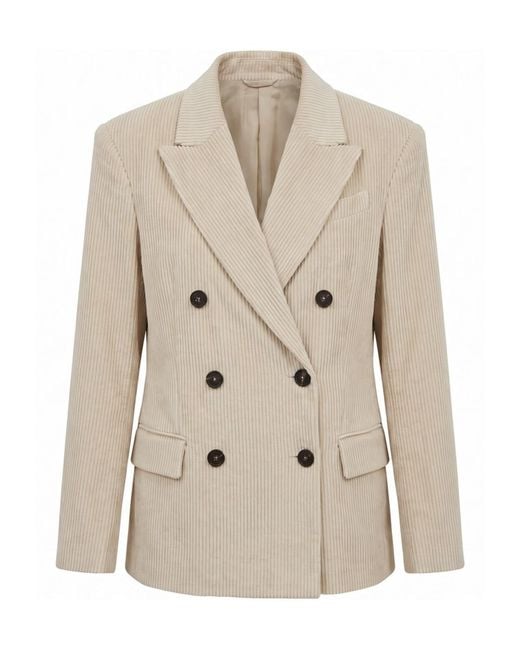 Brunello Cucinelli Natural Long-Sleeve Blazer