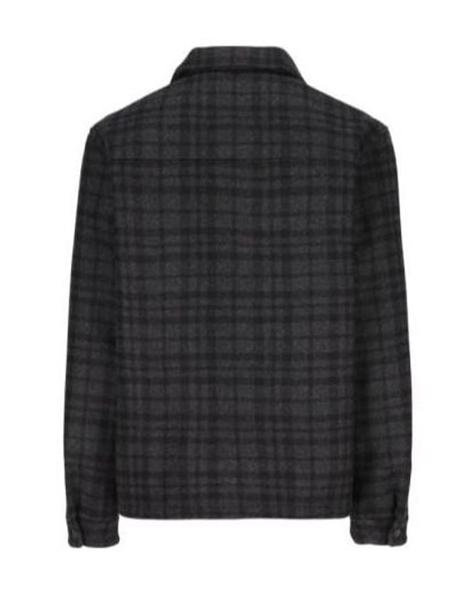 Prada Black Triangle-Logo Checked Shirt for men