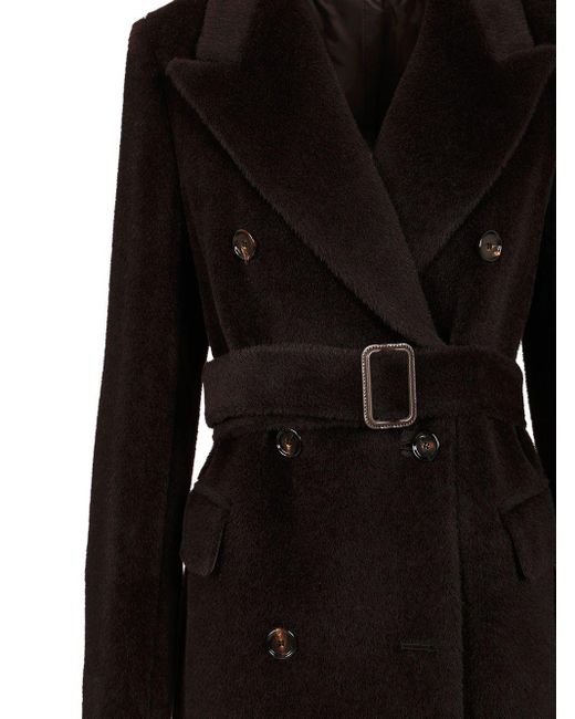 Tagliatore Black Double-Breasted Belted Coat
