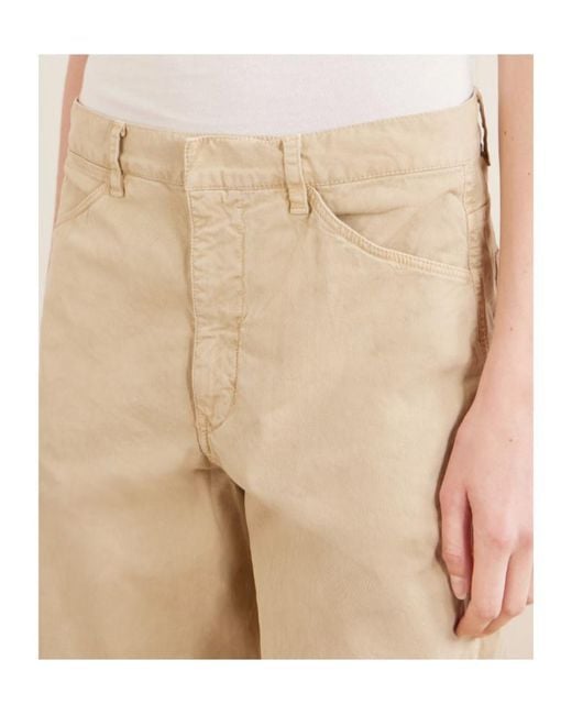 Nili Lotan Natural Tribeca Twill Barrel-Leg Pants