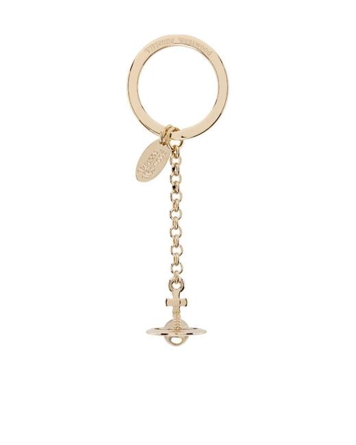 Vivienne Westwood White Hanging Ball Logo Key Chain for men