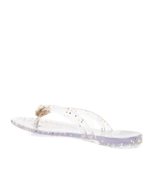 Casadei White Buckle Flip-Flops