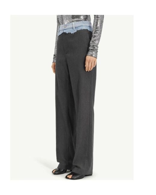 MM6 by Maison Margiela Gray Denim Panel Trousers