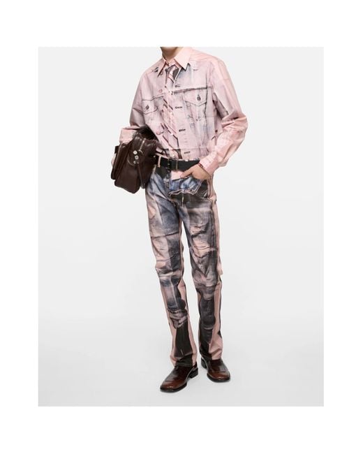 Acne Pink Printed Button-Up Shirt for men