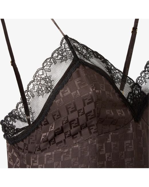 Fendi Brown Ff Jacquard Satin Top