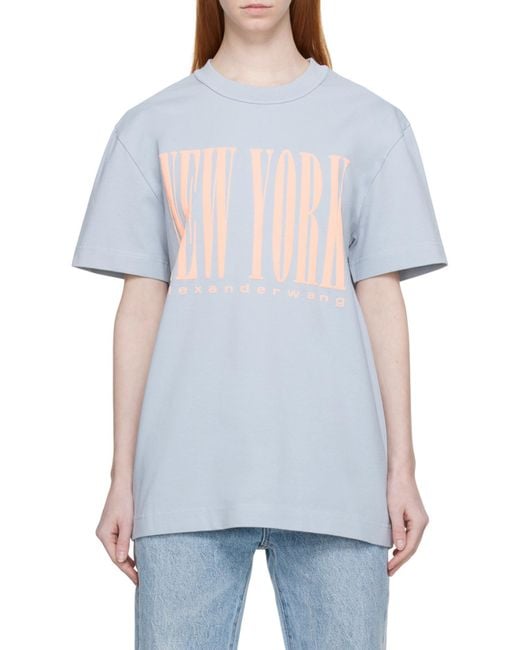 Alexander Wang Gray Graphic Printed Crewneck T-Shirt