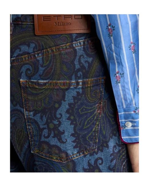 Etro Blue Wide-Leg Jeans
