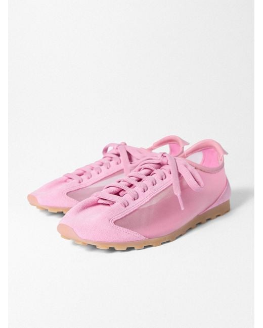 Jacquemus Pink The Tennis Mesh-Panelled Lace-Up Sneakers