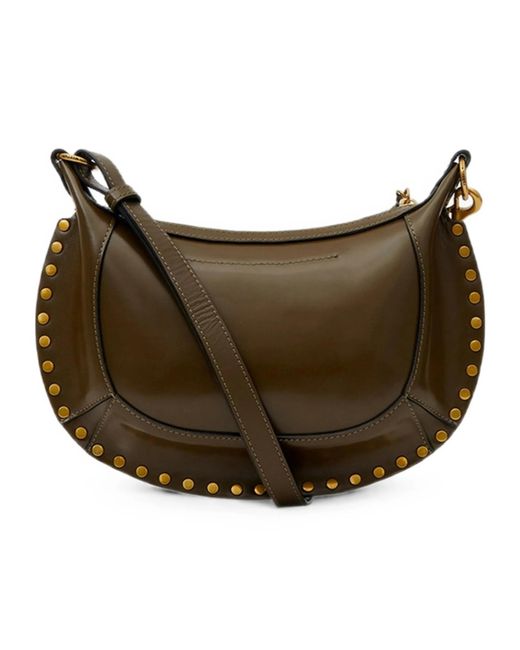 Isabel Marant Brown Oskan Moon Studded Shoulder Bag
