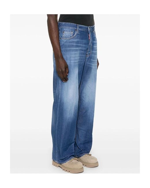 DSquared² Blue Summer Lovers Medium Wash Loose Jeans for men