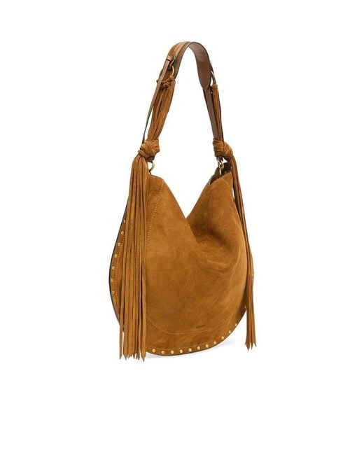 Isabel Marant Brown Oskan Fringed Soft Hobo Bag