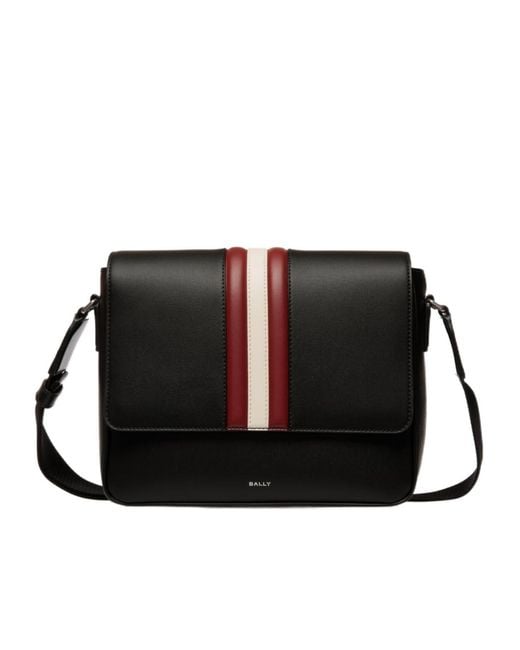 Bally Black Mythos Stripe Messenger Bag for men