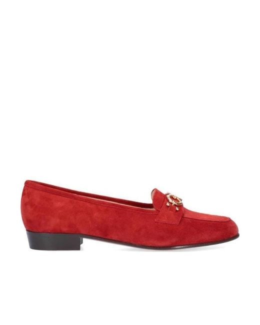 Ferragamo Red Gancini Loafers
