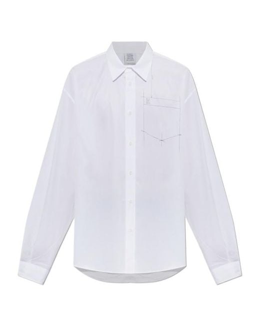 Vetements White Collared Long-Sleeved Shirt for men