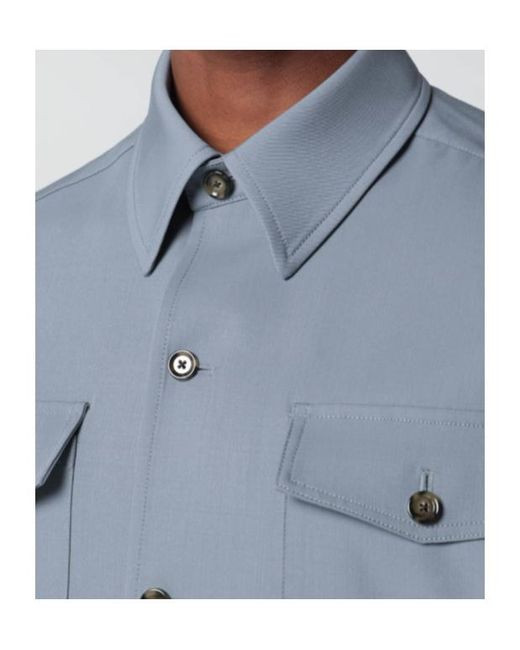 Lardini Blue Buttoned Shirt Jacket for men