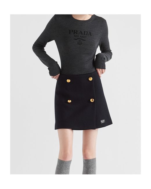 Prada Black Superfine Wool Crew-Neck Sweater