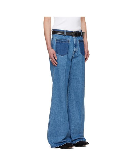 Lu'u Dan Blue Bruce Lee X Collaboration Nocturnal Flare Jeans for men