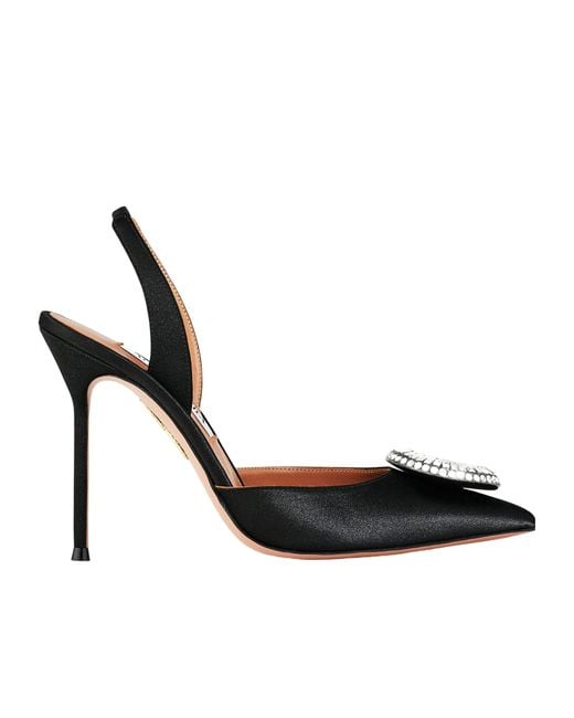 Aquazzura Black Crystal Hoop Sling 105