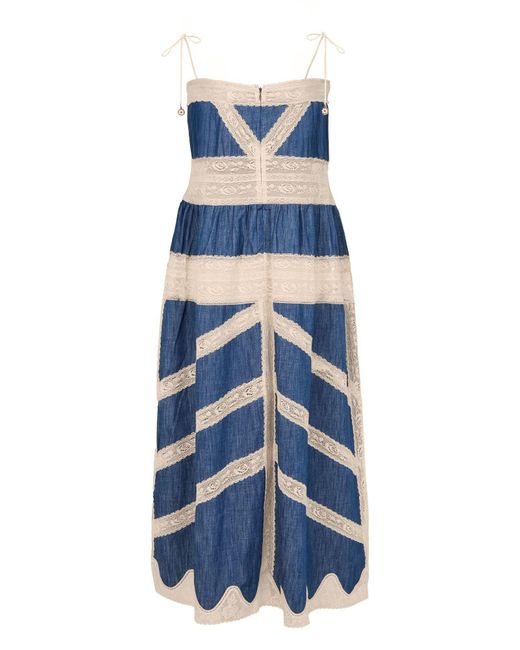 Zimmermann Blue Awaken Denim Dress With Lace Details