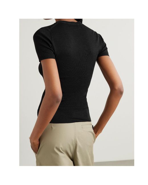 Nili Lotan Black Hettie Ribbed T-Shirt