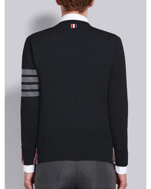 Thom Browne Black Bar Crewneck Jumper for men