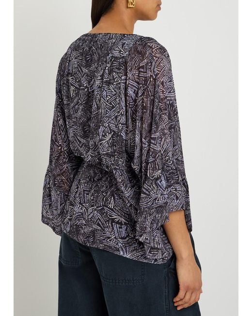 Isabel Marant Blue Tekia Printed Silk Blouse