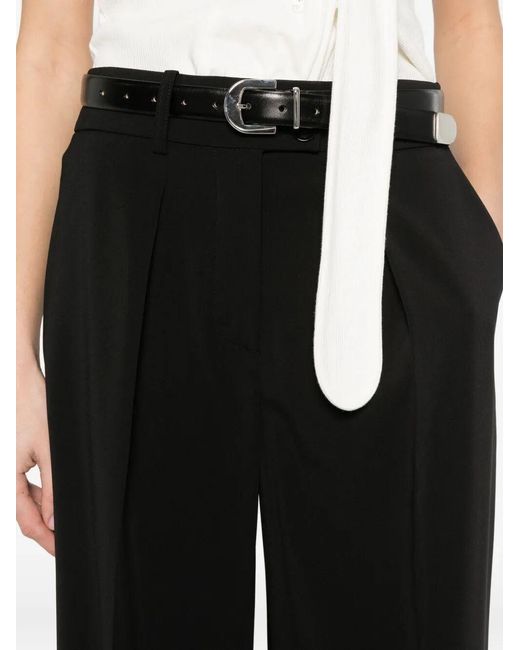 Patrizia Pepe Black Button Pleated Trousers