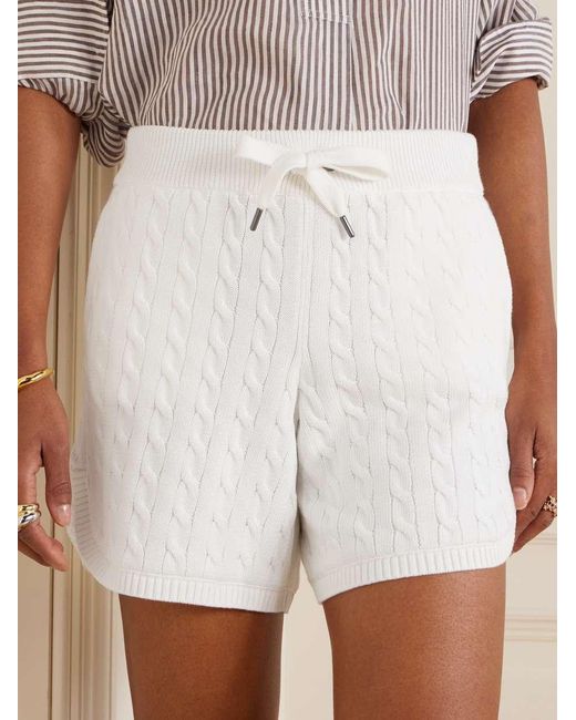 Brunello Cucinelli White Elastic Waist Shorts