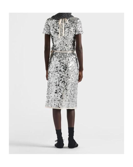 Prada White Embroidered Sequin Top