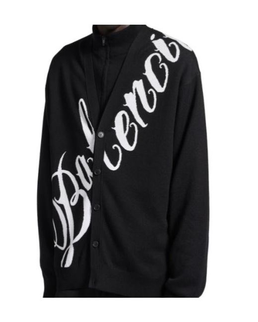 Balenciaga Blue Big B Crewneck Knitted Cardigan for men