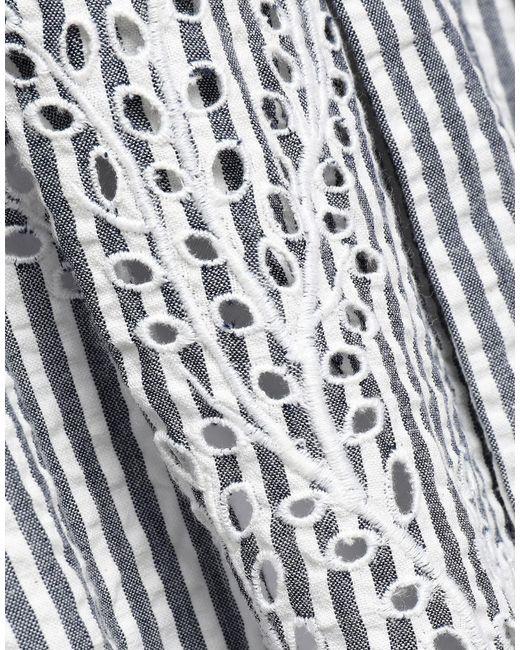 Tory Burch Gray Striped Short-Sleeve Dress