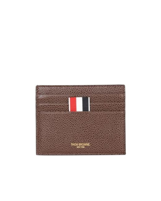 Thom Browne Brown 4-Bar Logo Printed Cardholder for men