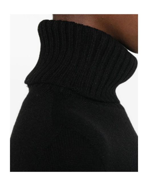Aragona Black Roll-Neck Ribbed-Trim Sweater